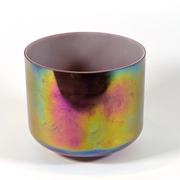Crystal Tones® Lepidolite Platinum Frosted Rim Inside 10" C +15 singing bowl from Minnesota Sound Healing