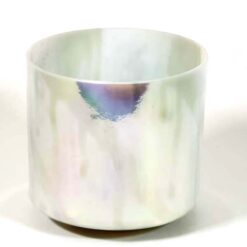 Crystal Tones® Alchemy Singing Bowl - Abalone Platinum Frosted Rim Inside 8" C# +5